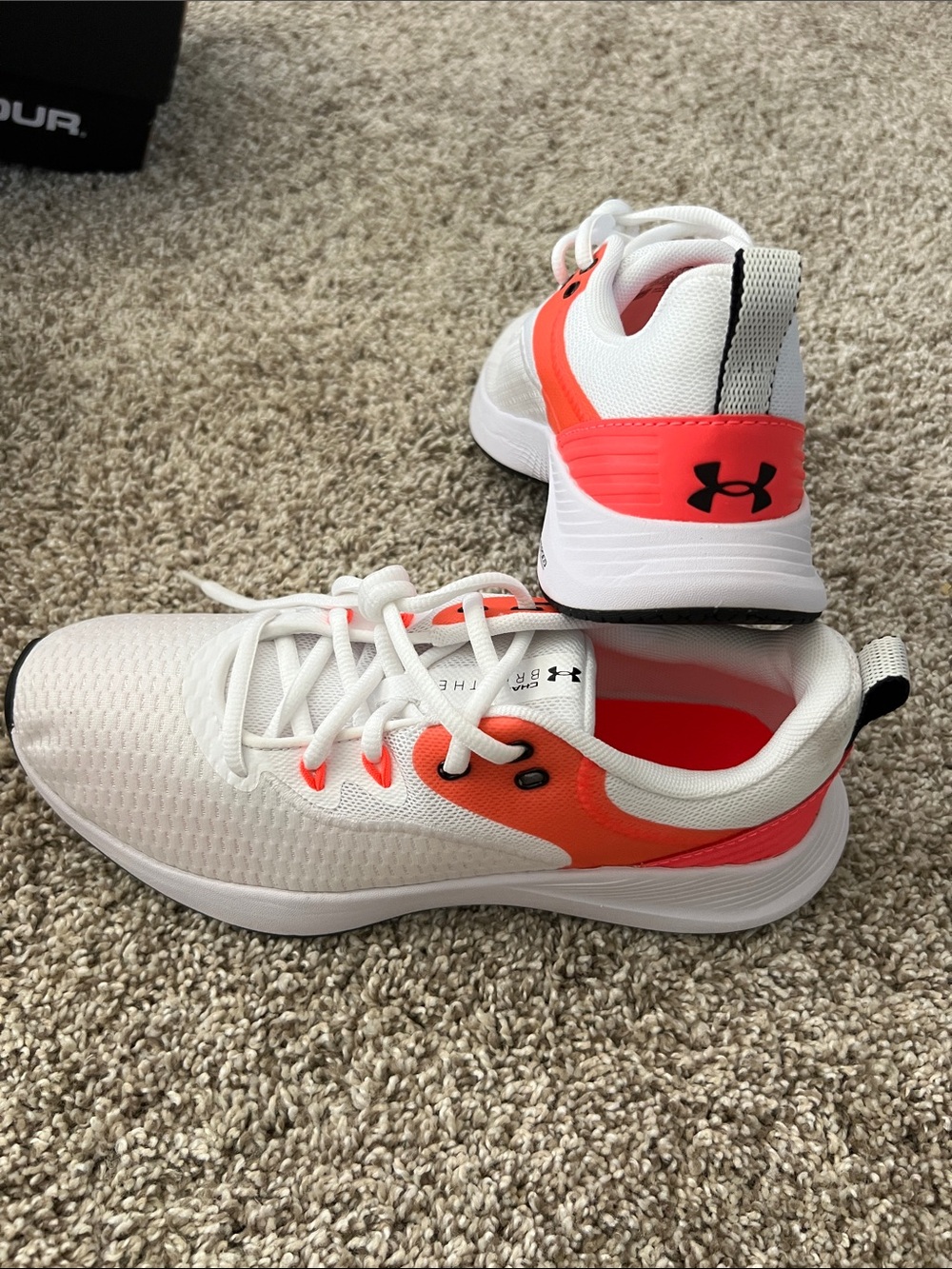 Under Armour White and Coral Athletic Shoes